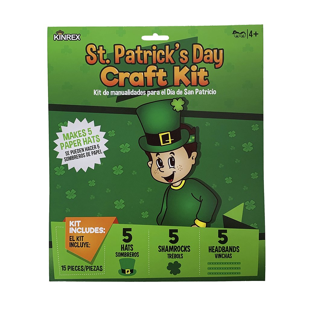 KINREX St Patricks Day Crafts for Kids – DIY Headband Paper Hat Craft Kits  for Toddlers , Classroom Activity Art Projects for Saint Patrick Decoration  , Makes 5 Hats & 5 Shamrocks , 15 Pieces Total 